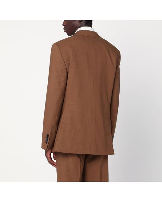 AMI Brown Hazelnut Single-Breasted Wool Jacket for men