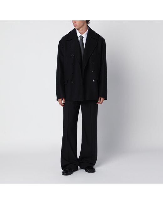 Dries Van Noten Black Wool Blend Coat for men