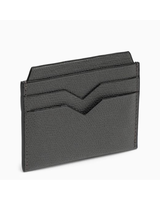 Valextra Black Grained Leather Card Case for men