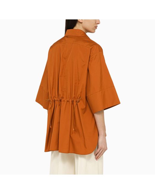 Max Mara Orange Earth-colored Cotton Drawstring Shirt