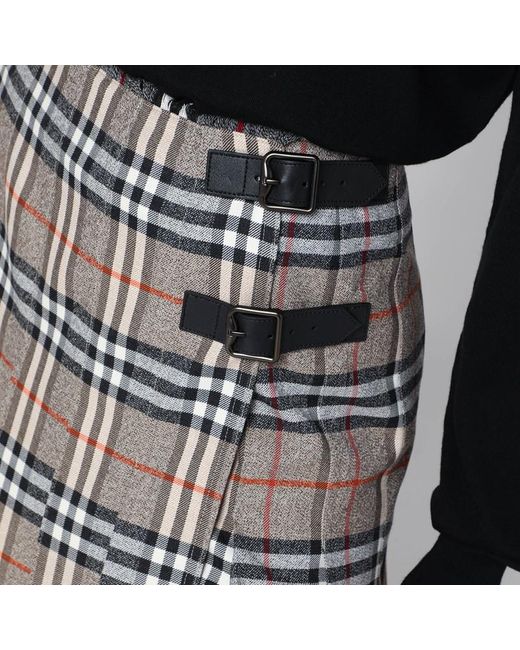 Jupe Kilt En Laine Grise À Motif Check Burberry en coloris Black