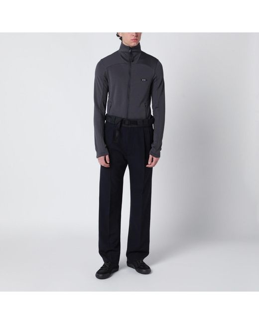 Prada Black Wool Trousers With Technical Details for men