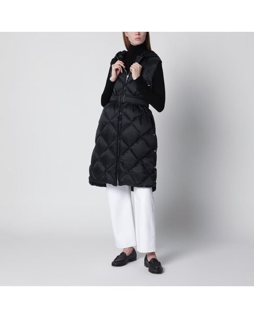 Max Mara Black Belted Sleeveless Down Jacket