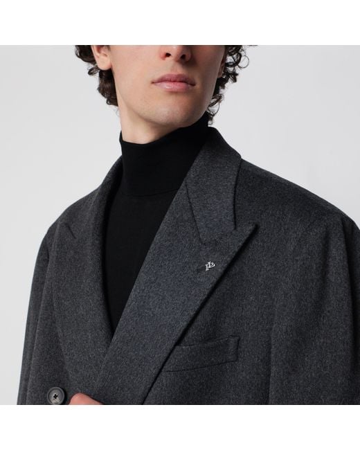 Tagliatore Black Anthracite Double-Breasted Wool Coat for men