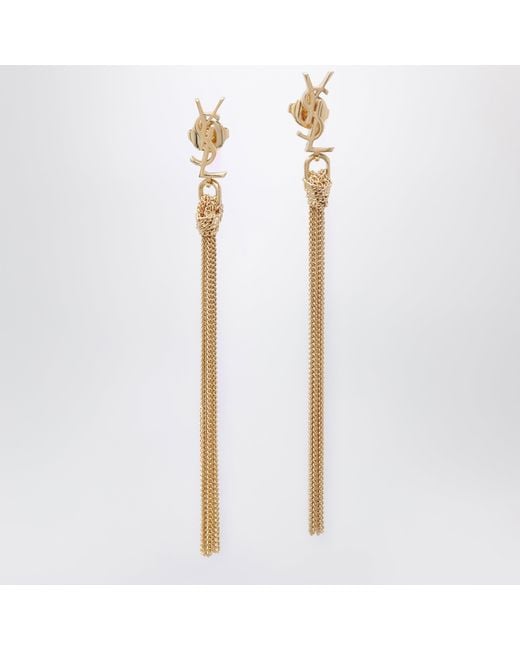 Saint Laurent White Cassandre Pendant Earrings