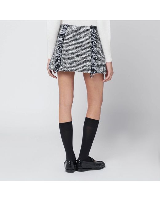 DURAZZI MILANO Gray Patterned Wool Blend Mini Skirt