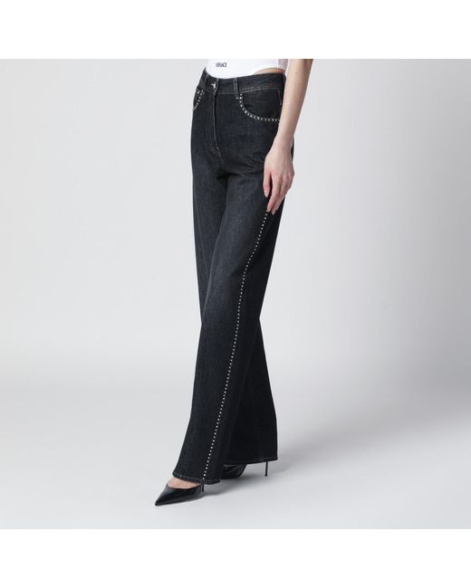 Versace Blue Jeans With Studs And Crystals
