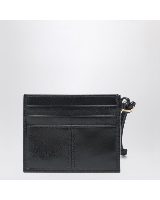 Prada Black Leather Card Holder With Triangle Logo