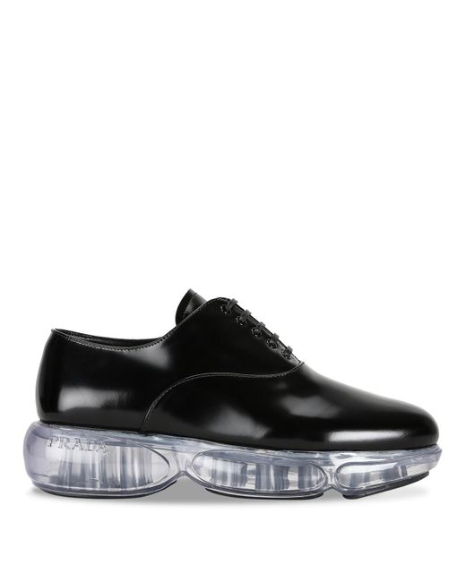 Prada Black Derby Shoe With Transparent Sole