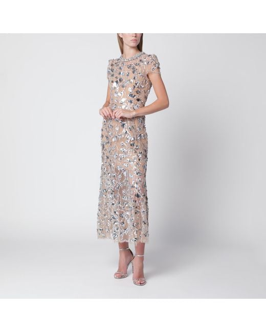 Self-Portrait Metallic Sequin-Embellished Midi Dress