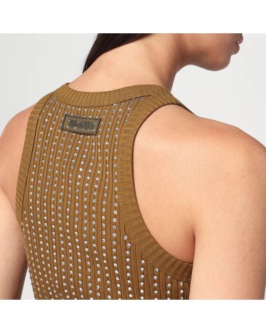 The Attico Natural Military Mini Dress With Rhinestones