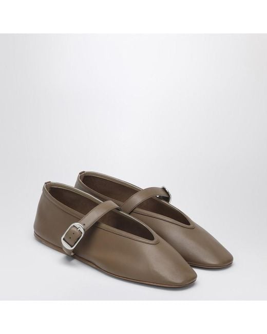 Le Monde Beryl Brown Ballerina Stella In Dove-coloured Leather