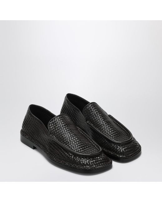 Bottega Veneta Black Daddy Moccasins In Dark Chocolate Color Made Of Woven Leather for men