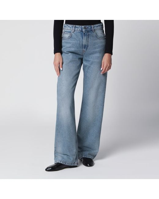 AMI Blue Wide-Leg Jeans
