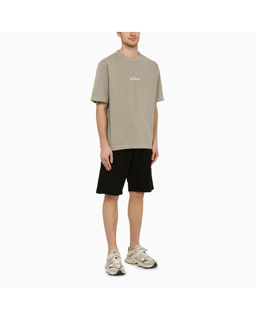 Stone Island Natural Dust-coloured Cotton T-shirt With Logo for men