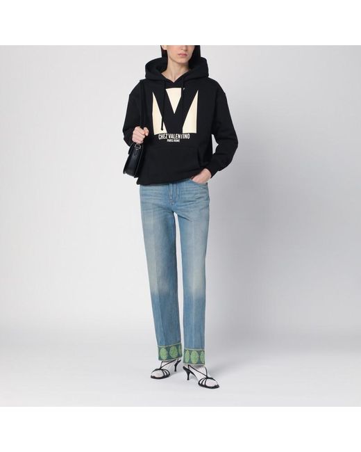 Valentino Black Sweatshirt With Chez Print
