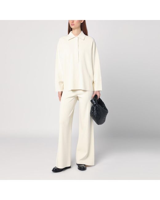 Max Mara Natural Ivory Wide Leg Pants