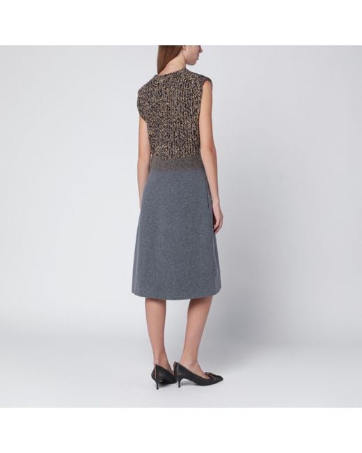 Prada Gray Sleeveless Wool And Cashmere Dress
