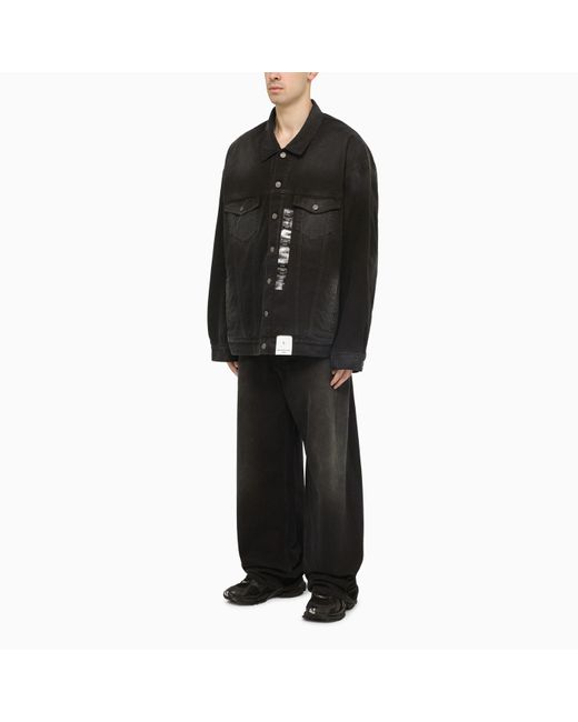 Balenciaga Black Denim Jacket With Size Stickers for men