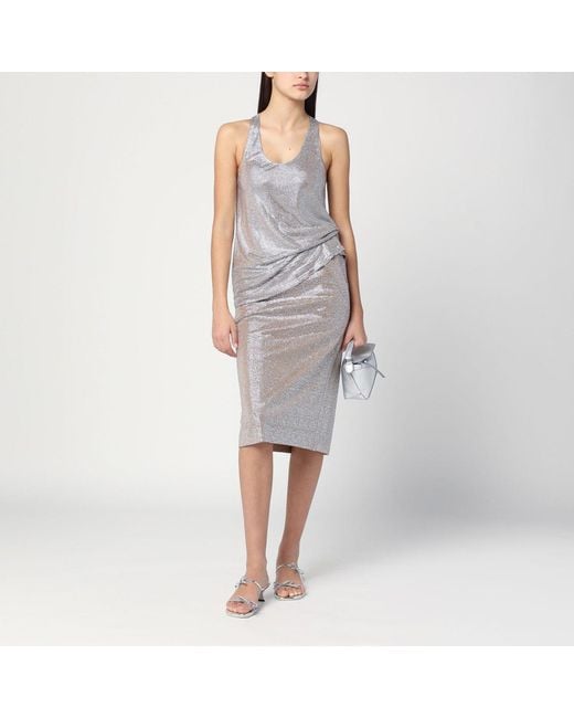 GIUSEPPE DI MORABITO Gray Midi Skirt With Silver Rhinestones