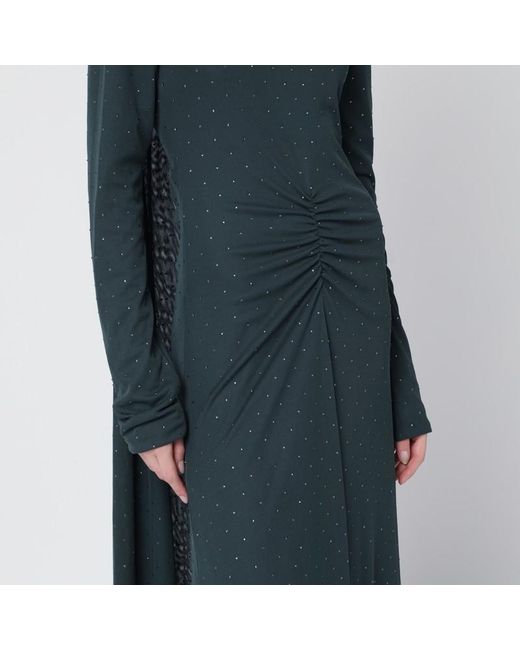 ROTATE BIRGER CHRISTENSEN Blue Long Dress With Rhinestones