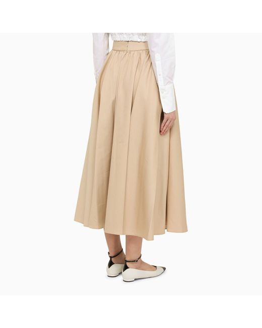 Patou Natural Cotton Flounced Midi Skirt