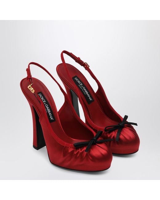 Dolce & Gabbana Red Satin Slingbacks Pumps