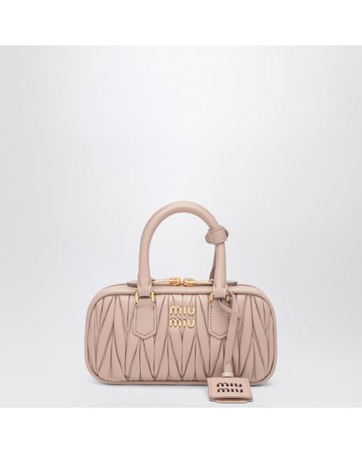 Miu Miu Pink Mini Arcadie Bag In Powder Matelassé Nappa Leather
