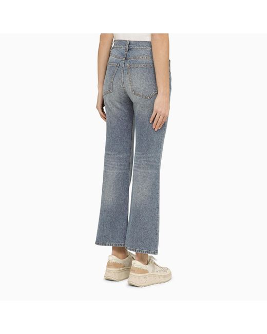 Chloé Blue Washed-Effect Cropped Denim Jeans