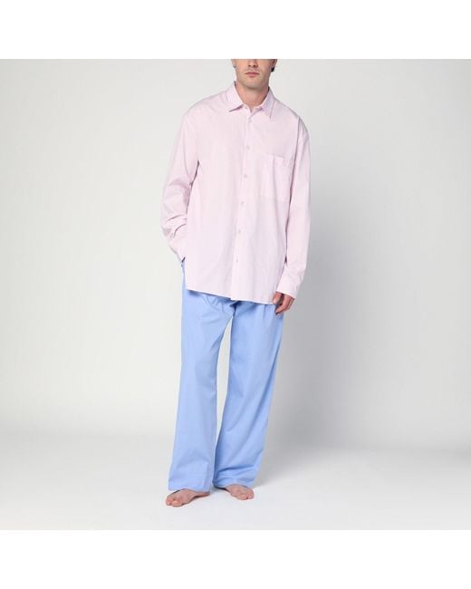 Tekla Pink Striped Pyjama Shirt for men