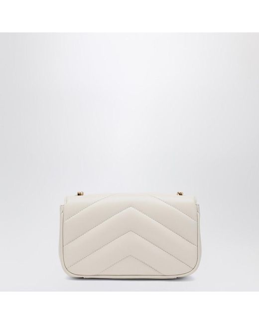 Borsa loulou mini cream soft in pelle di Saint Laurent in Natural