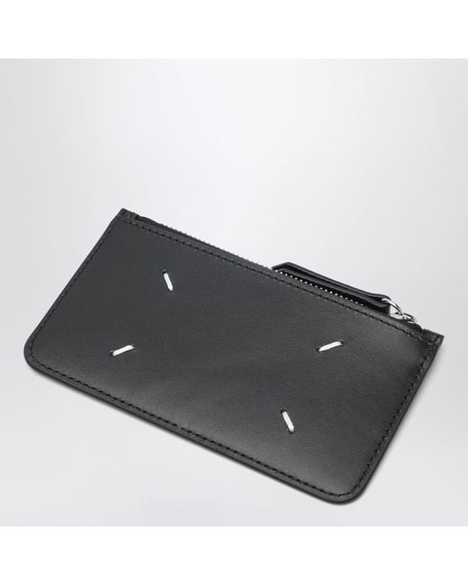 Maison Margiela Black Four Stitches Zippered Card Holder for men
