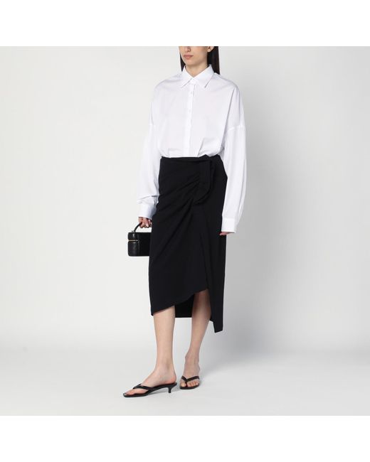 スカート DRIES VAN NOTEN BLACK SKIRT WITH DRAPING Dries Van Noten Skirt With Draping in Black | Lyst