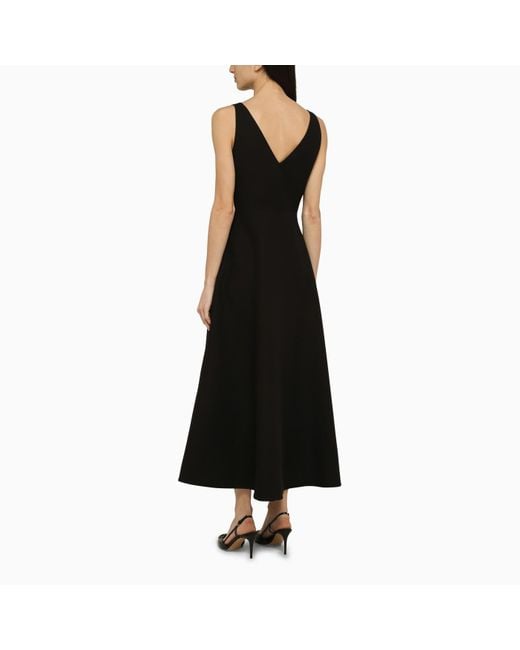 Valentino Black Wool And Silk Midi Dress