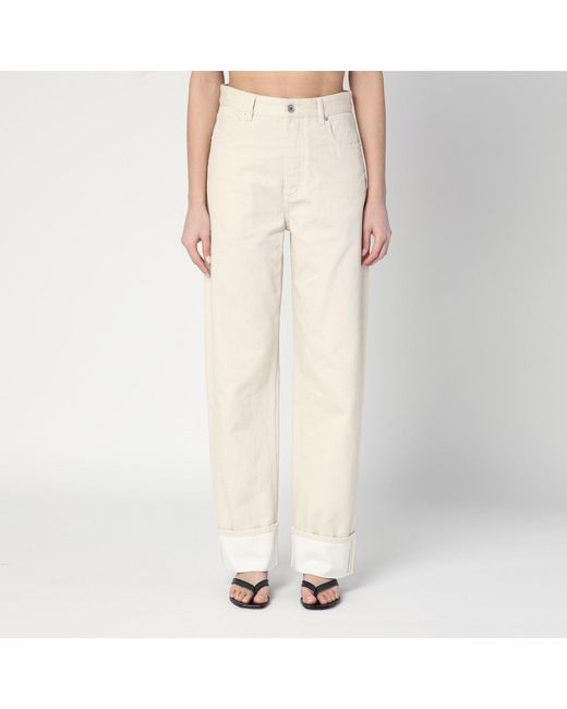 Bottega Veneta Natural Meringue Coloured Turned Up Jeans