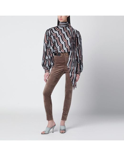Gucci Brown Stretch Velvet Leggings