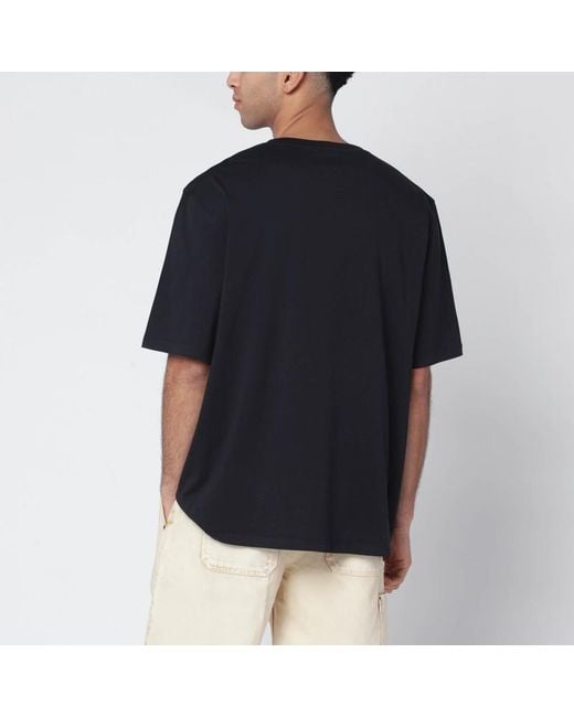 Loewe Black T-Shirt With Anagram Embroidery And Futurist Cat for men