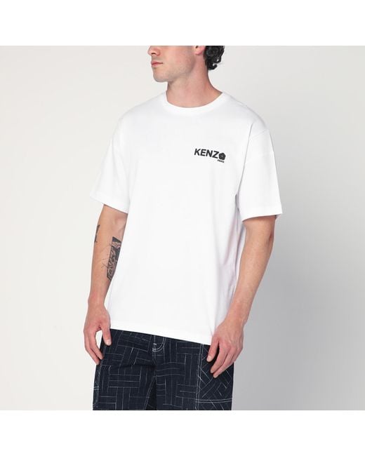 KENZO White Cotton T-Shirt With Logo for men