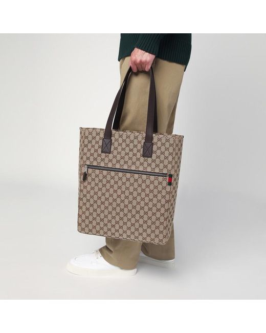 Grand Sac De Shopping En Tissu Gg Gucci pour homme en coloris Brown