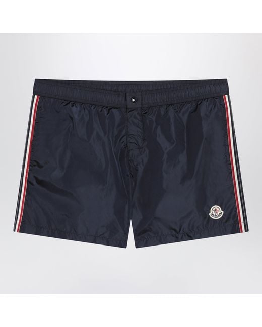 Moncler Blue Swim Shorts With Logo Patch for men