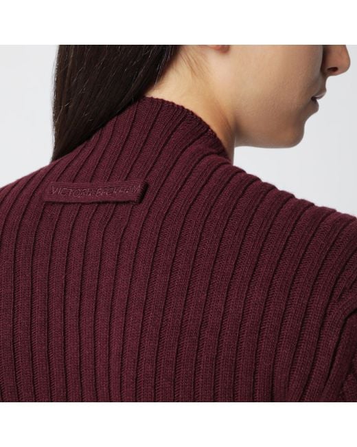 Victoria Beckham Red Ribbed Sweater