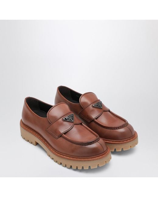 Prada Leder-Loafer in Brown für Herren