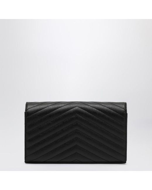 Saint Laurent Black Cassandre Chain Clutch Bag