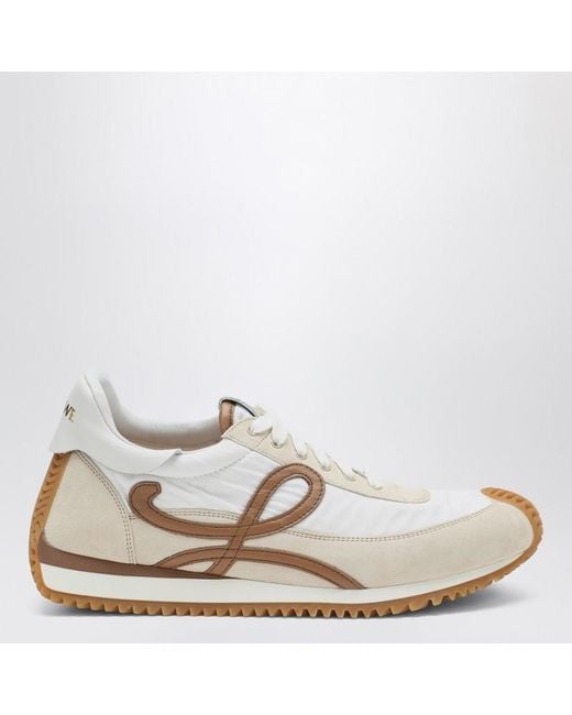 Sneaker flow runner 2.0 bianca/ in nylon e suede di Loewe in White