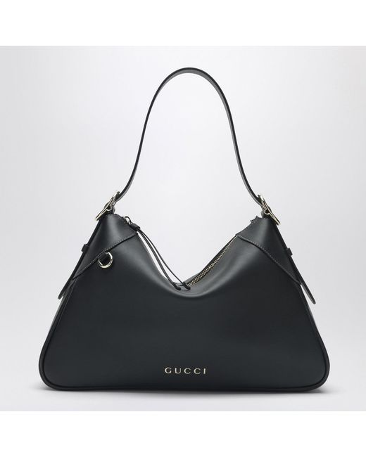 Gucci Black Gg Emblem Large Shoulder Bag