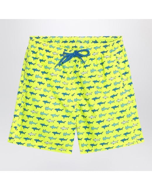 Mc2 Saint Barth Yellow Jean Lighting Swimsuit With Sharks for men