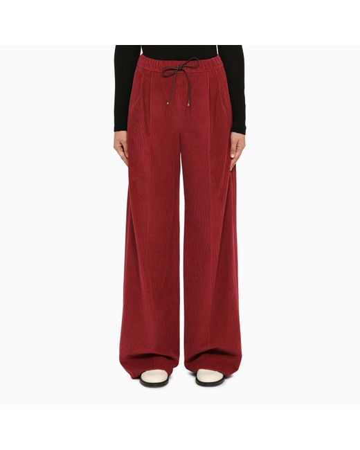 Max Mara Red Velvet Baggy Trousers