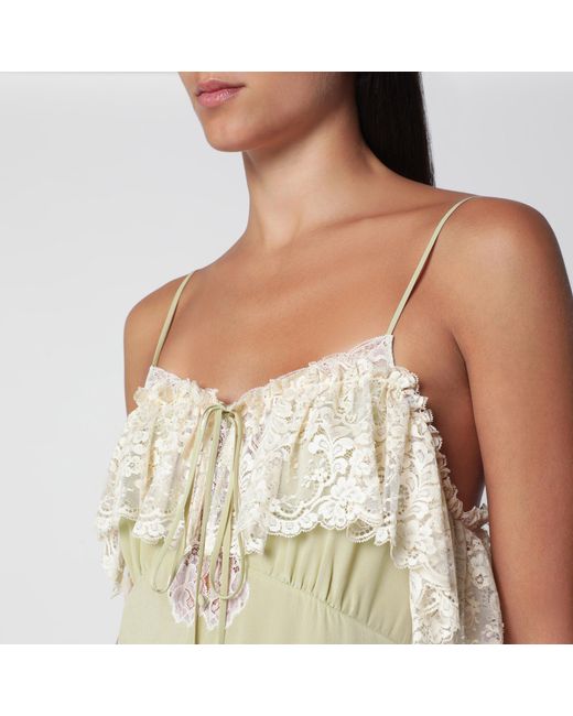 Chloé Green Long Dusty Silk Slip Dress