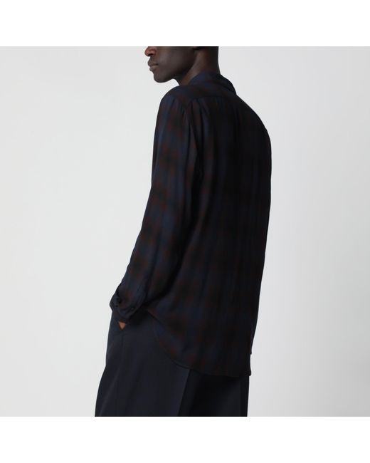 Dries Van Noten Black Check-Pattern Viscose Shirt for men