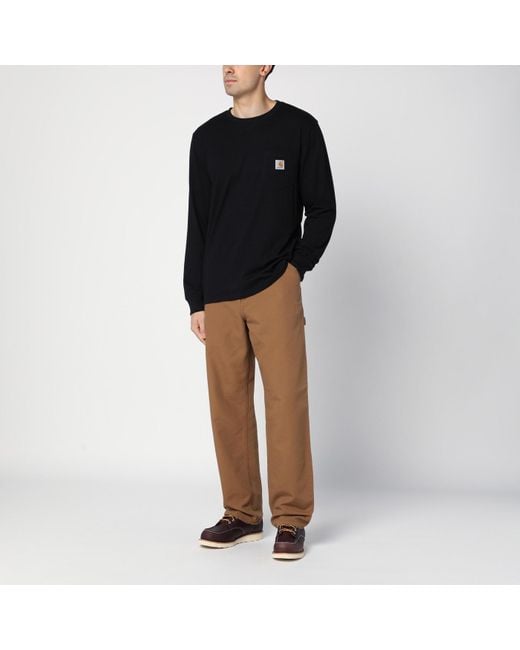 Carhartt Brown Single Knee Pant Hamilton In Organic Cotton for men